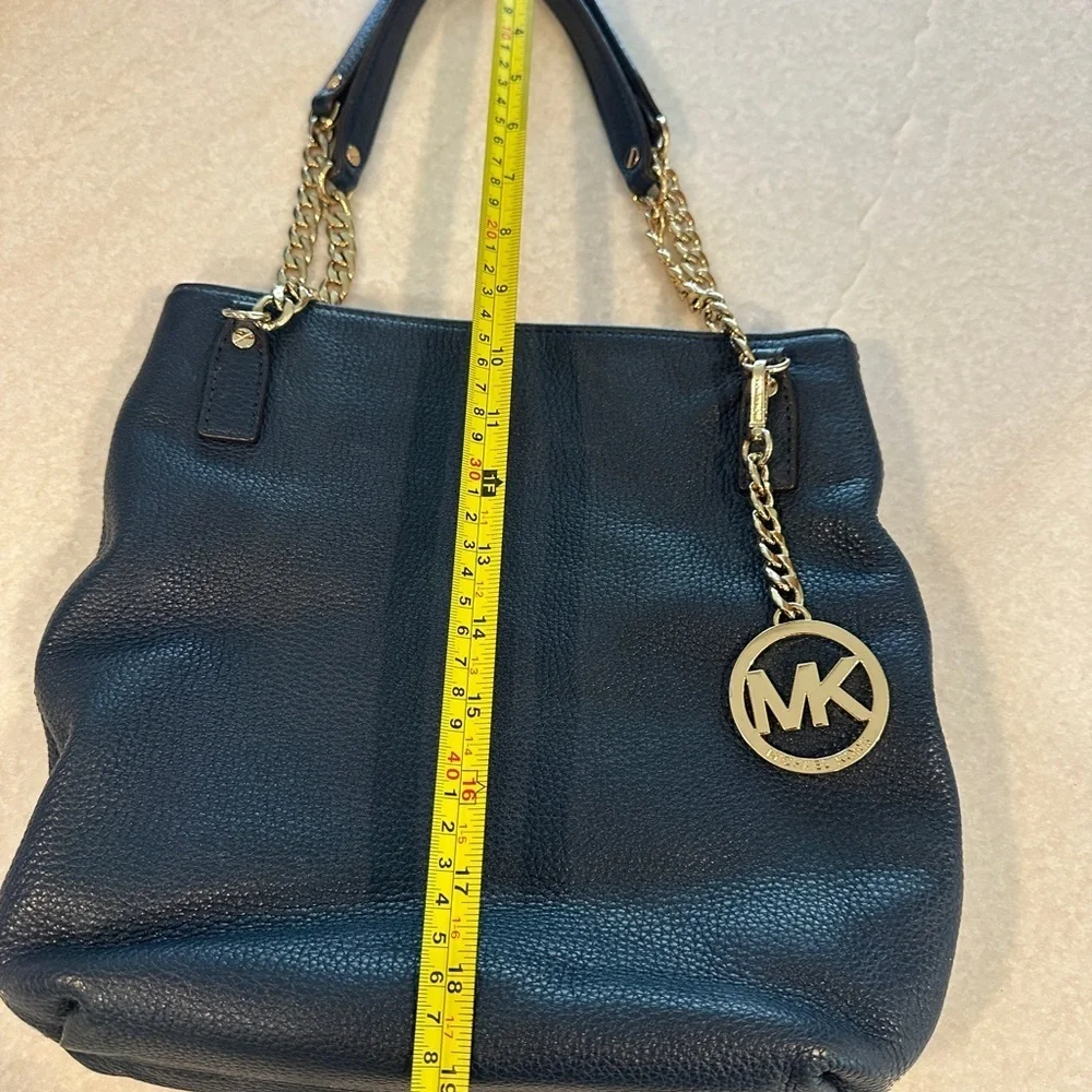 Michael Kors jet set Dark Blue Shoulder Bag with Gold Accents
